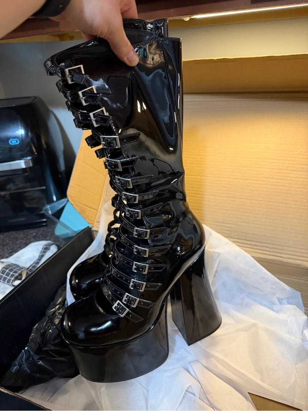 Hardcore Dazzle Platform Boots - Widow